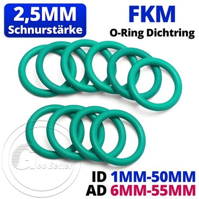 O-Ring 2,5mm Schnurstärke DIN-3771 FKM 80 Dichtring Oring 6mm-55mm AD