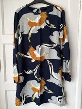 H&M Printed Tunic Dress Multicoloured bird print Size 12 Womens