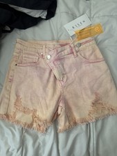 RISEN Los Angeles Pink Tie-Dye High Rise Denim Cut-Off Shorts Women s S