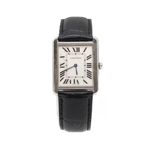 Cartier Tank Solo W1018355 2715  White 27mm Stainless Steel Quartz Watch