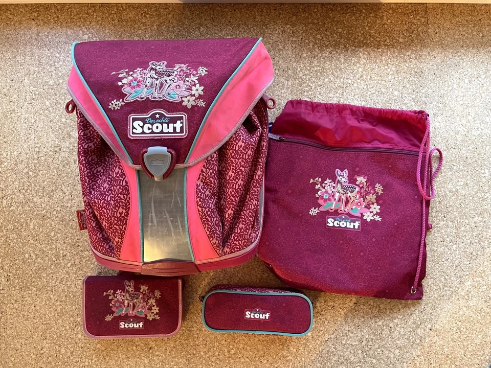 Scout Nano Schulranzen-Set 4-teilig "Fancy Forest" (Reh) Rot - Bild 2 von 4