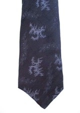 Vtg 40s 50s Navy Ice Blue Abstract Static Brocade Rockabilly Tie Neckwear Code