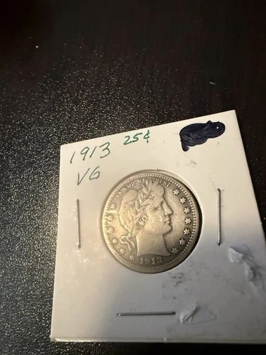 1913-S Barber Silver Quarter VG  , Excellent Condition