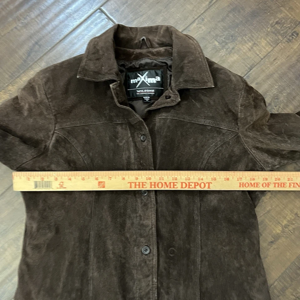 Jaqueta Wilson Couro Maxima Feminina Camurça Marrom Médio Casaco Vintage Boho Anos 90 Ano Novo - Imagem 4 de 4