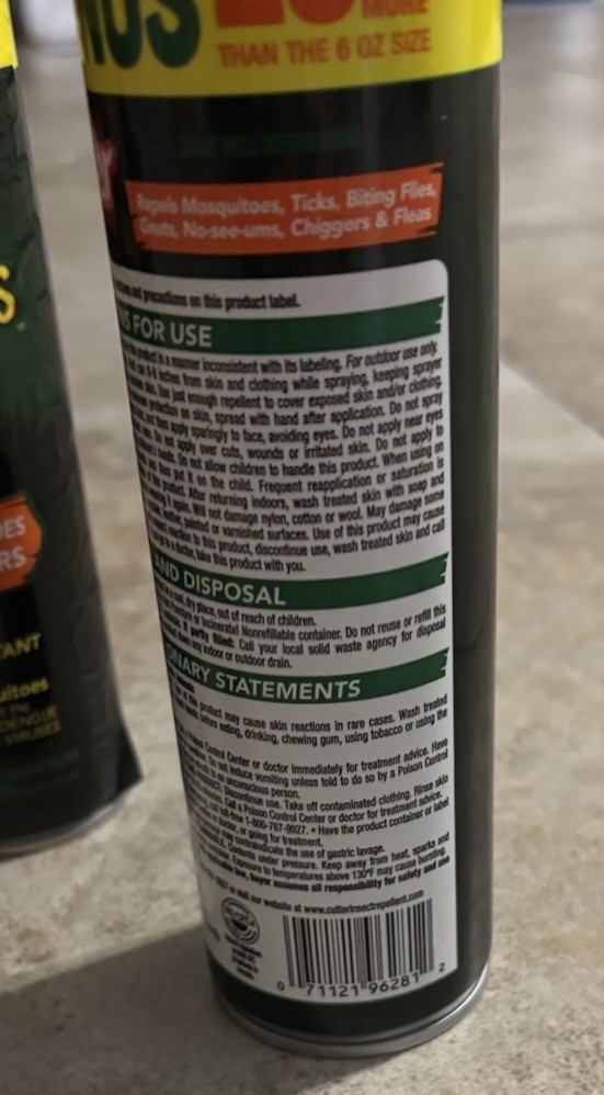 Lot of 4 Cutter Backwoods Insect Repellent Spray 7.5 oz Bonus Size ...