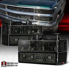 Fit 1994-1998 Chevy Suburban Ck Silverado Smoke Headlights Corner Signal Lamps