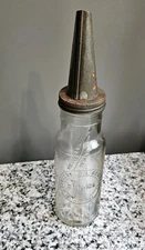 Vintage Antique 15" Original Standard Oil Embossed Quart Glass Bottle & Spout