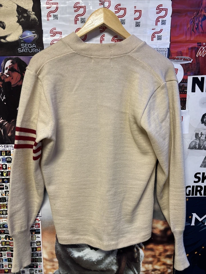 🔥🔥Cardigan Suéter Tejido Lana Crema Shannon and Johnson Años 50 De Colección 20 x 26 Foto 3 de 3