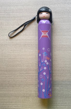 KOKESHI DOLL UMBRELLA Lavender Folding Hard Case Geisha Girl Japanese Lady