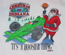 RARE 1980's CHRISTMAS IN INDIANA SWEATSHIRT-HOOSIER BASKETBALL, INDY 500 - 2XL