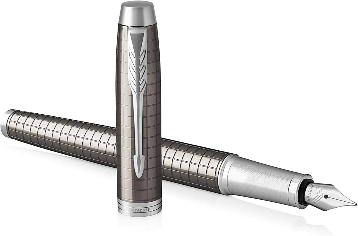 Parker IM Fountain Pen Premium Dark Espresso Medium Nib Blue Ink