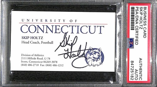 Signed Skip Holtz Business Card Autographed UCONN Huskies Rookie Coach Auto PSA