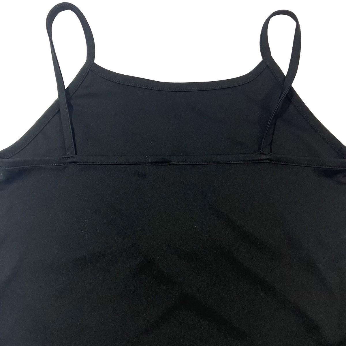 Vintage 90s Black Spaghetti Strap Goth Rave Cropped Top Tank