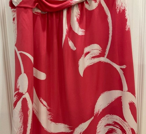 BCBG Maxazria Runched Dress Size 2X Pink White One Shoulder 79 - Picture 7 of 9