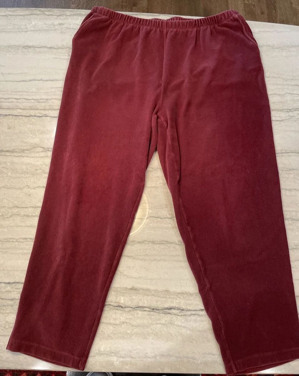 Lands End Women 2X Plus Pant Red Sport Knit High Rise Pull On Elastic Waist