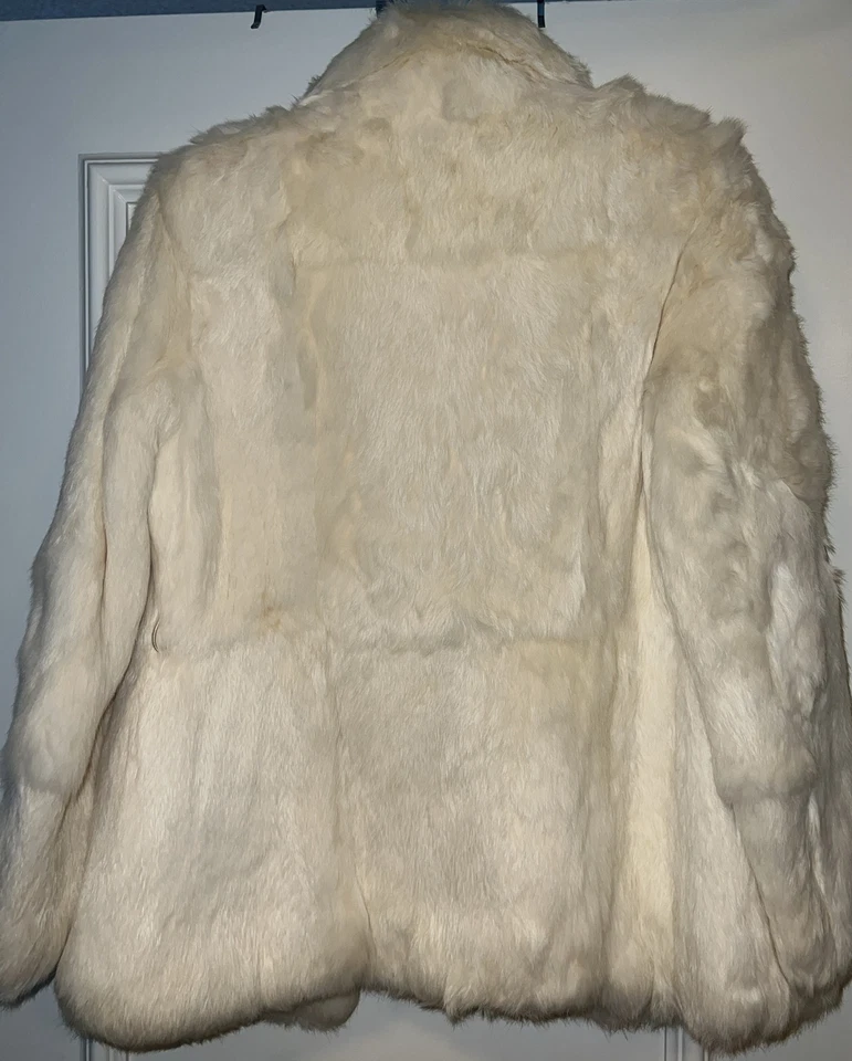 Abrigo de piel de conejo blanco raro colección diseñador Dino Ricco vintage años 70 Foto 2 de 4