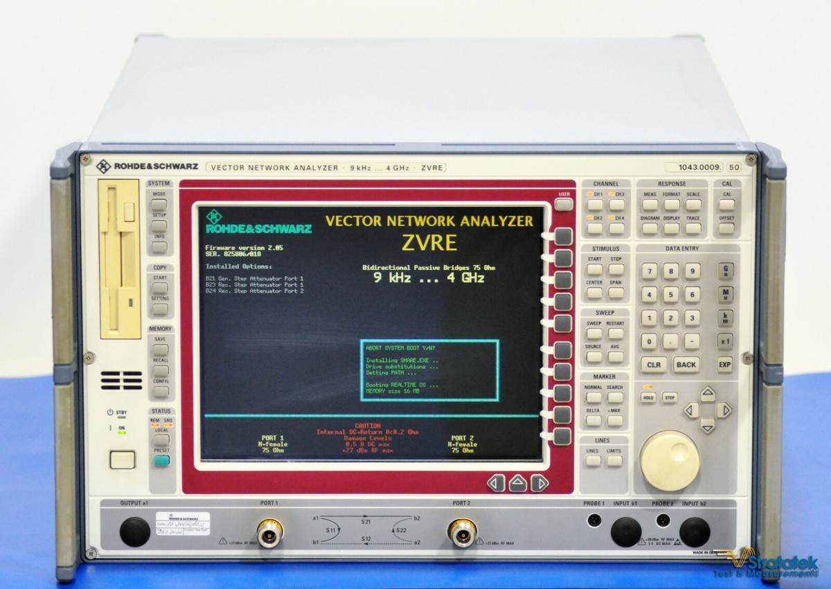 Rohde & Schwarz ZVRE Vector Network Analyzer 9kHz - 4GHz 75Ω Rohde & Schwarz ZVRE Vector Network Analyzer 9kHz - 4GHz 75Ω