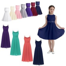 Kids Girls Princess Floral Long Dress Party Pageant Wedding Bridesmaid Prom Gown