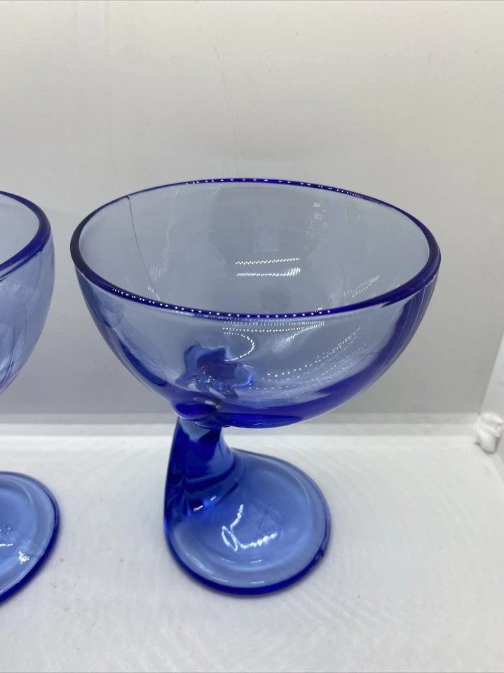 Juego de 2 copas de postre de vino tallo curvo Jerbioli Rocco azul Italia de colección Foto 3 de 4