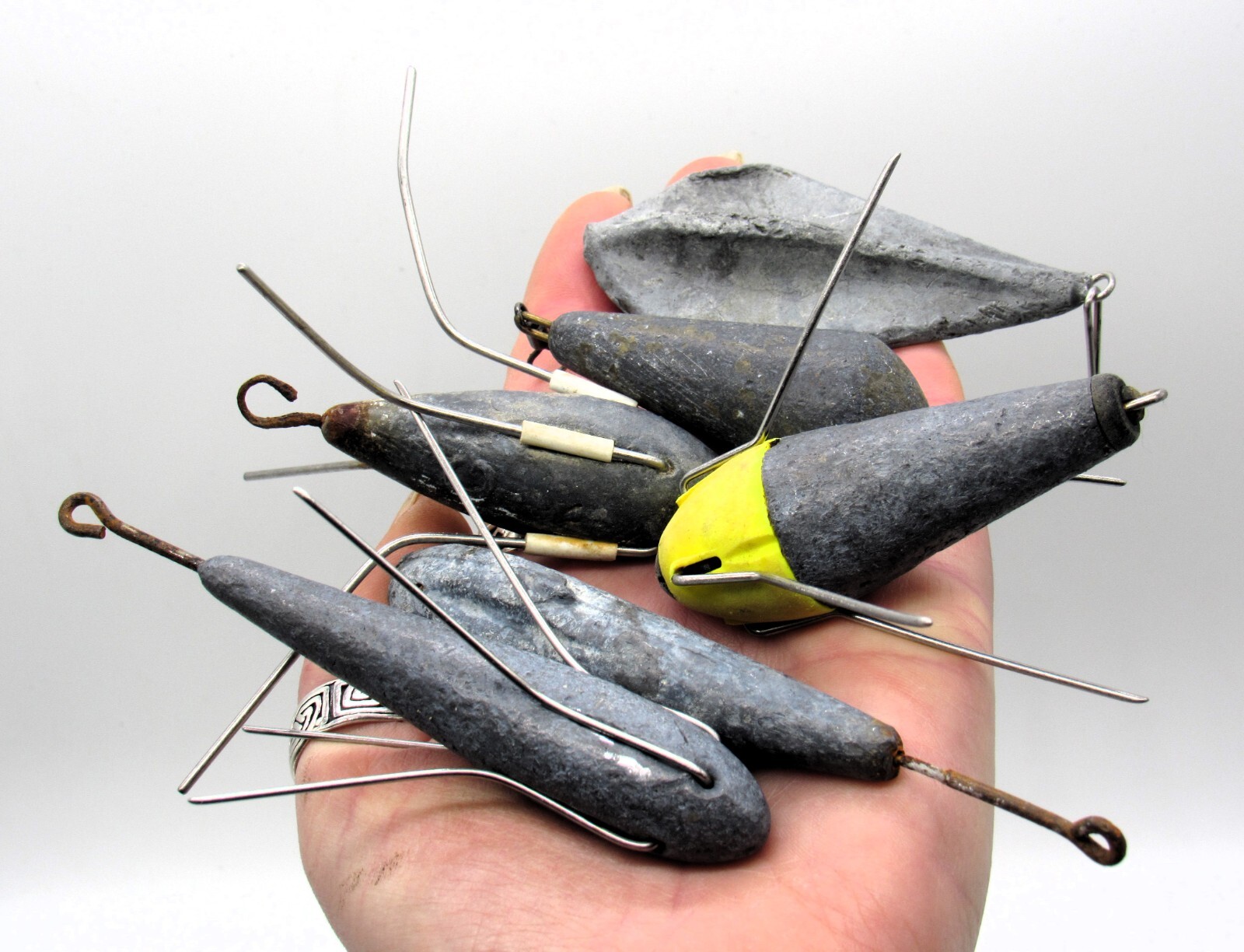 6 x Sea Fishing Lead Weights Used, found on beaches Breakaway