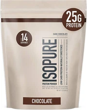Isopure Protein Powder, Whey Protein Isolate 25g Protein, Dark Chocolate 1 Pound