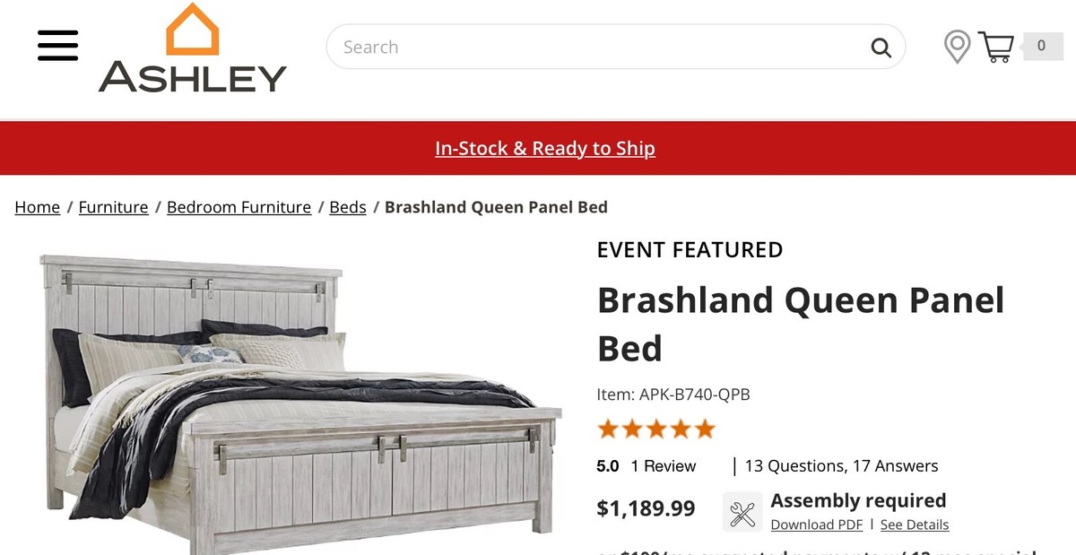 Ashley Furniture Brashland Queen Panel Bed (Headboard only)