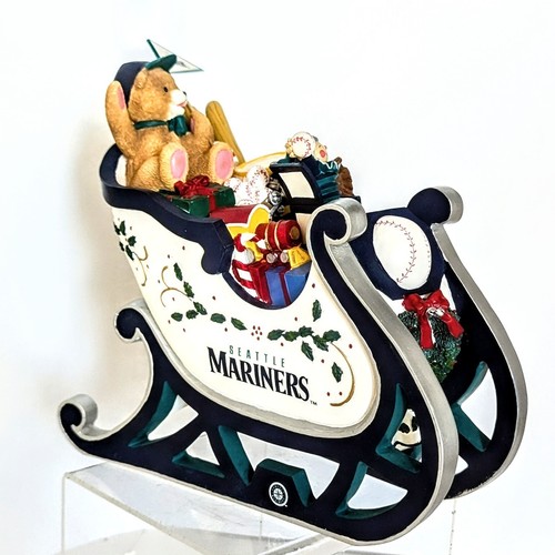 Danbury Mint Seattle Mariner Christmas Statue Santa Sleigh In Box 9" - Picture 2 of 10