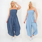 "Italian Denim Look Ruched Detail Jumpsuit Effortlessly Chic and Comfortable UK