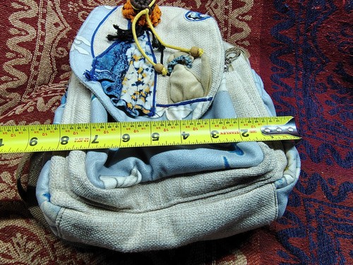Cotton Woven Hippie Hemp Boho Canvas Embroidery Backpack Multi-pocket Girl/Dog - Picture 14 of 18