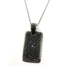 Men's 3Ct Round Lab Created Black Diamond Dog Tag Pendant 14K Black Gold Plated