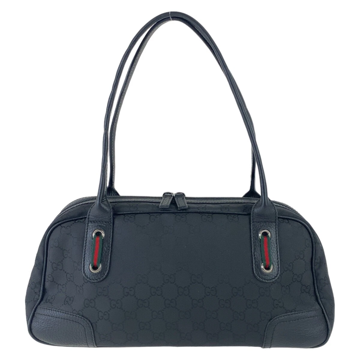 Sac à main bandoulière GUCCI Web Stripe 293594 noir argent matériel GG nylon