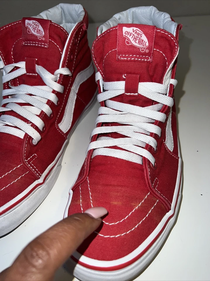 VANS Sk8 Hi Red Canvas Lace Hi Top Skate Shoes  Size Men’s 6.5 Women’s 8 - Image 3 of 4