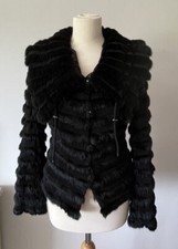 Ladies Emporio Armani Black Real Fur Jacket Size 42 Fits 8/10