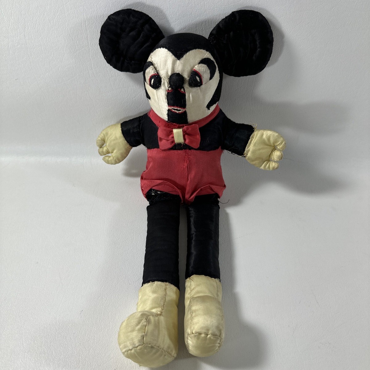 Antique Handmade Mickey Mouse Silk Plush Doll Character RARE