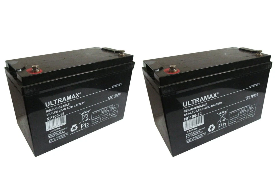 2 x ULTRA MAX 12V 100Ah (as 90Ah & 95Ah) - MOBILITY SCOOTER WHEELCHAIR BATTERIES