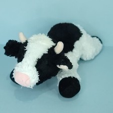 Aurora Black White Cow With Horns Plush 13  Stuffed Animal Realistic Holstein