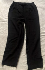 Vtg Womens 10P Lightweight Acetate Black High Rise Pants 26" Elastic Waist