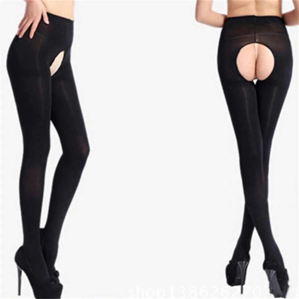 Women Velvet Crotch-less Thigh High Sheer Hollow Out Tights High Stockings Pants - Image 2 of 4