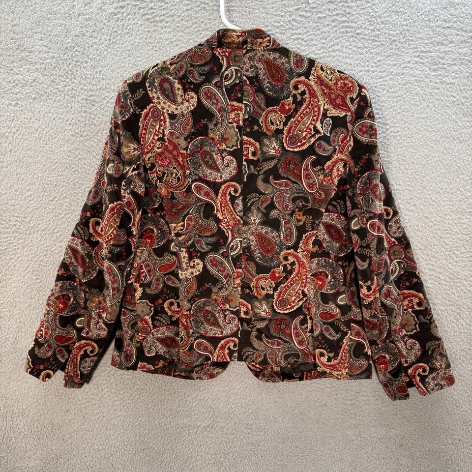 Vintage Talbots Jacket Womens 16 Multicolor Paisely Blazer Coat Silk Blend Artsy - Image 2 of 4
