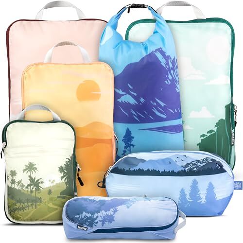 PACKING CUBES Compression Luggage Organizers Landscape 7 Pcs TRIPPED TRAVEL GEAR-image
