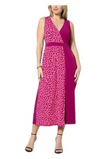 IMAN Global Chic Runway Jersey Sleeveless Surplice Dress Berry
