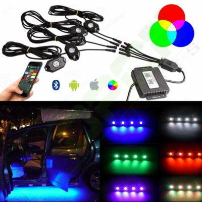 4X RGB LED Multi-Color Offroad Rock Lights Wireless Bluetooth Truck Jeep 12V/24V