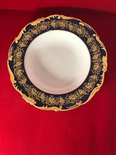 Coalport Hazelton Porcelain Cobalt Blue & Gold Large rim soup bowl plate 