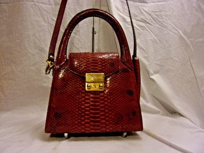 Francesco Rogani Italy Wine Snakeskin  Cross Body Convertable Bag Great Color