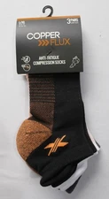 Copper Flux Unisex Adults 3-Pack Copper Infused Ankle Socks ZG3 Multi Size L/XL