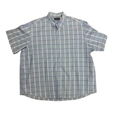 Roundtree  Yorke Men's Blue Plaid Short Sleeve Size XXL 100 Cotton