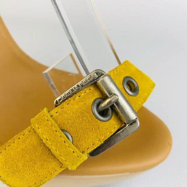 Sandalias al tobillo de cuero gamuza Dsquared2 para mujer US5,5/EUR35 amarillo - Imagen 2 de 4