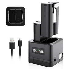 2 Pack Replacement Ring Battery with Charger Station - Digital Display Batter...