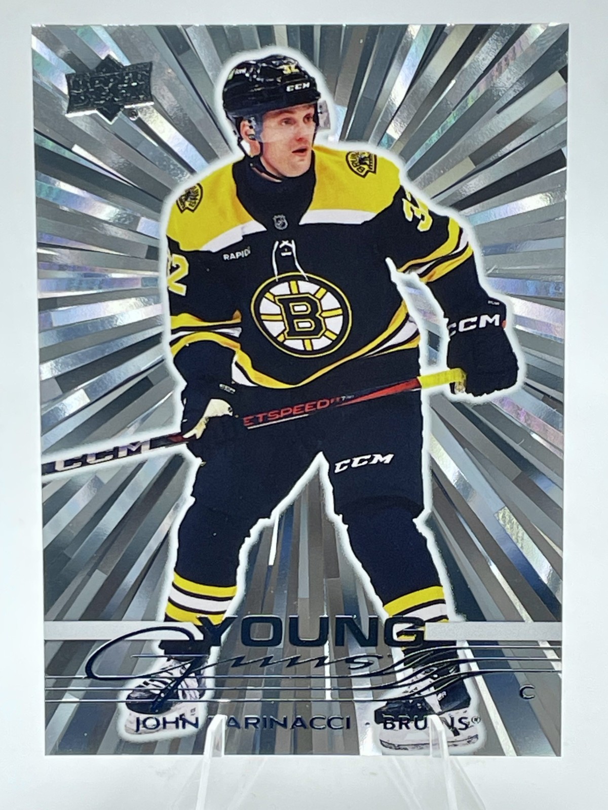 2025-26 Upper Deck Young Guns Outburst Silver John Farinacci #496 Bruins RC SP