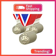 Cunno 20 Pcs 2'' Gold Award Medals Bulk with Ribbons, Teamwork